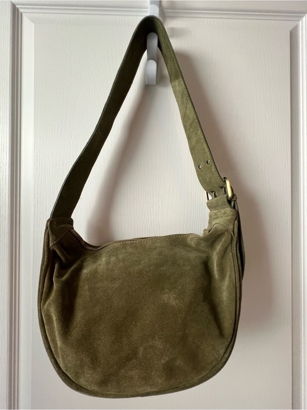 Olive Suede Shoulder Bag - Women
